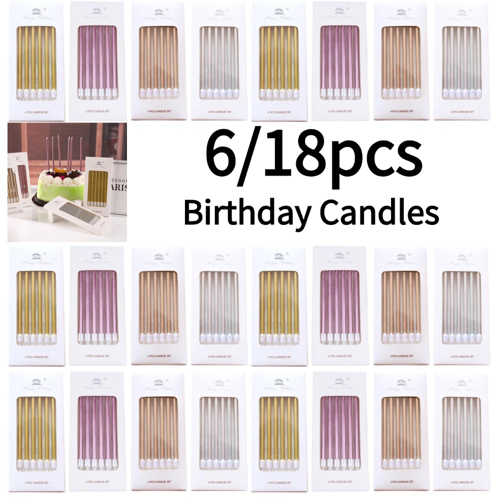 Candle For Supplies - 6/18pcs Metal Gold Silver Birthday Candles