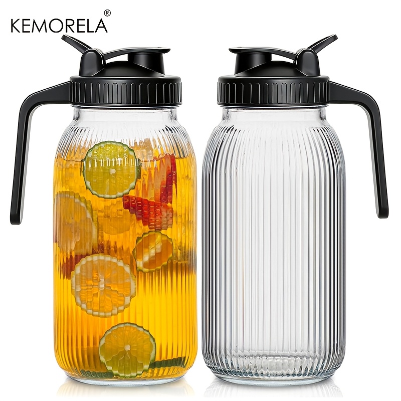 Pour Spout Pitcher - 2PCS Glass Mason Jar Pitcher Large